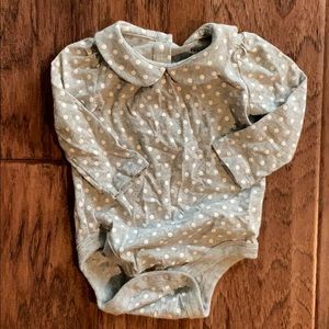 Gray with white polka dots Peter Pan polo